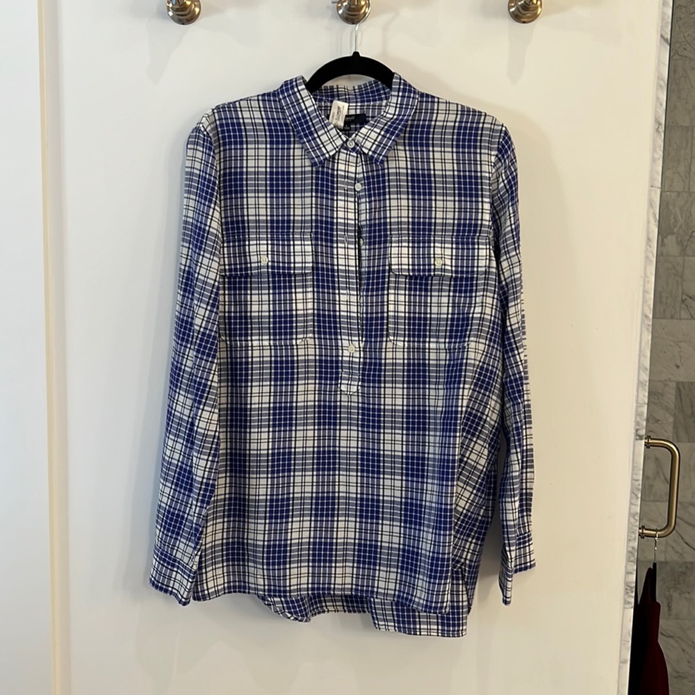 Madewell blue black button up